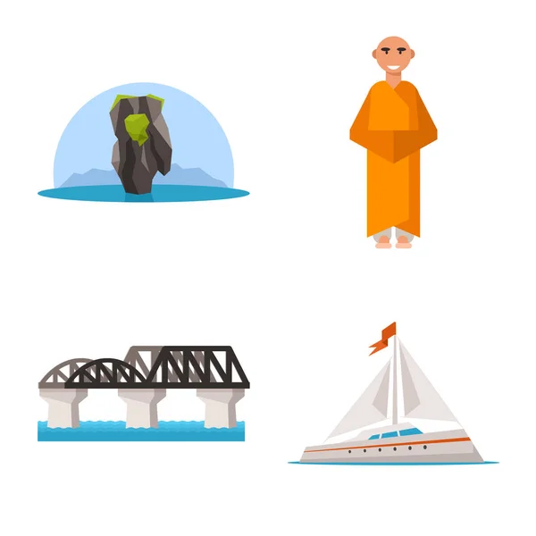 泰国和旅行符号的孤立对象。一套泰国和文化库存矢量插图. — 图库矢量图片