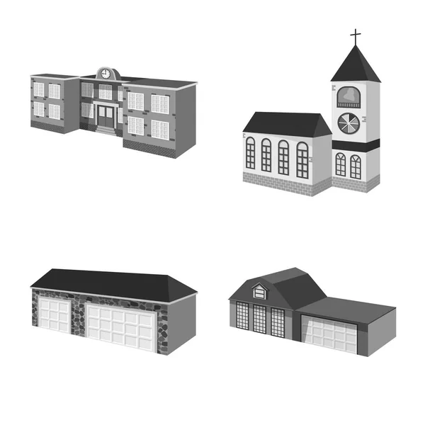 Ilustración vectorial de arquitectura y símbolo del patrimonio. Conjunto de arquitectura e ilustración de vector de stock de vivienda . — Vector de stock