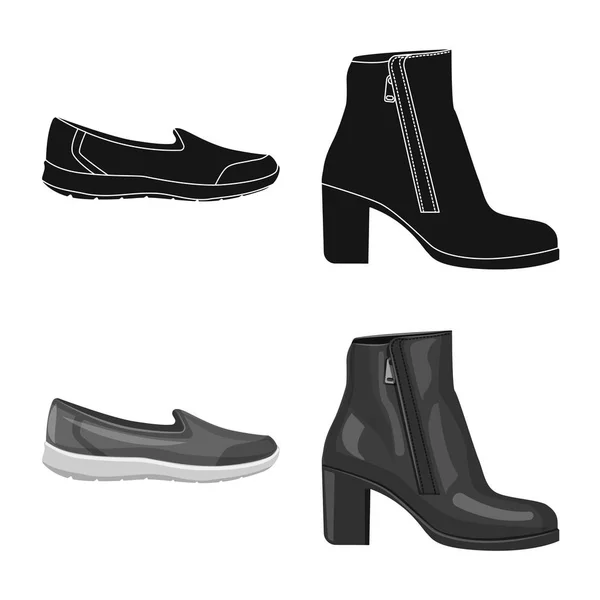 Vektor-Design von Schuhen und Frauenzeichen. Kollektion von Schuhen und Fußstock-Vektorillustration. — Stockvektor