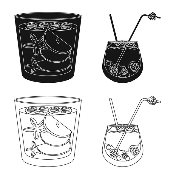 Изолированный объект спиртного и ресторанный знак. Коллекция векторной иллюстрации запасов ликера и ингредиентов . — стоковый вектор