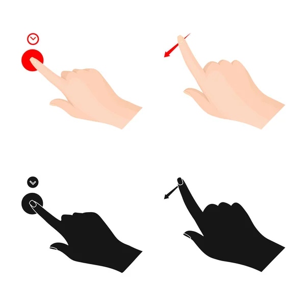 Objeto isolado de tela sensível ao toque e ícone de mão. Coleção de tela sensível ao toque e ícone de vetor de toque para estoque . — Vetor de Stock