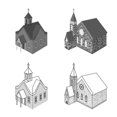 Tapınak ve tarihi sembolü izole nesne. Web için tapınak ve inanç stok sembolü koleksiyonu.