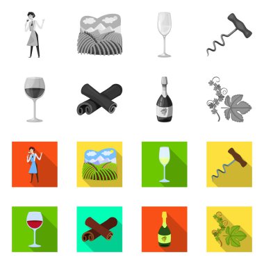 Çiftlik ve bağ logosu vektör tasarımı. Stok için çiftlik ve ürün vektör simgesi kümesi.