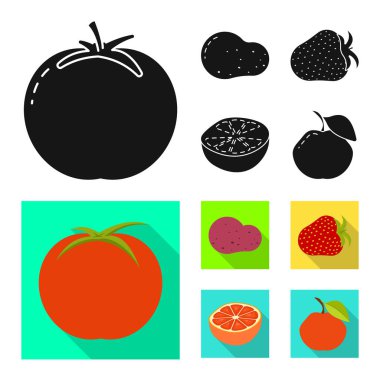 Taze ve kırmızı logo izole nesne. Stok için taze ve organik vektör simgesi seti.