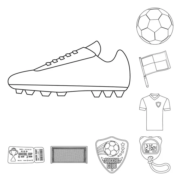 Vektorillustration des Fußball- und Ausrüstungslogos. Sammlung von Fußball- und Turnier-Vektor-Symbolen für Aktien. — Stockvektor