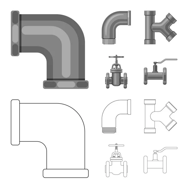 Illustration vectorielle de l'icône tuyau et tube. Ensemble de tuyau et de symbole de stock de pipeline pour la toile . — Image vectorielle