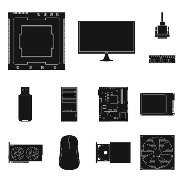 Vektorová ilustrace symbolu Internetu a elektroniky. Kolekce ikon internetových a hardwarových vektorů pro akcie. — Stockový vektor