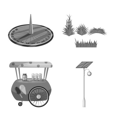 Park ve şehir simgesinin vektör tasarımı. Park ve sokak stok vektör çizim seti.