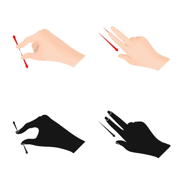 Vektor ilustrasi layar sentuh dan simbol tangan. Kumpulan ilustrasi vektor stok sentuh dan layar sentuh . - Stok Vektor