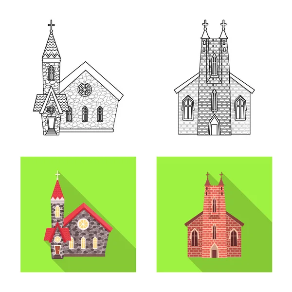 Ilustración vectorial del culto y el logotipo del templo. Colección de culto y vector parroquial icono para stock. — Vector de stock