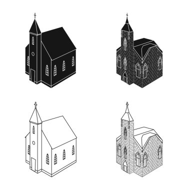 Tapınak ve tarihi işareti izole nesne. Tapınak ve inanç stok vektör çizim koleksiyonu.
