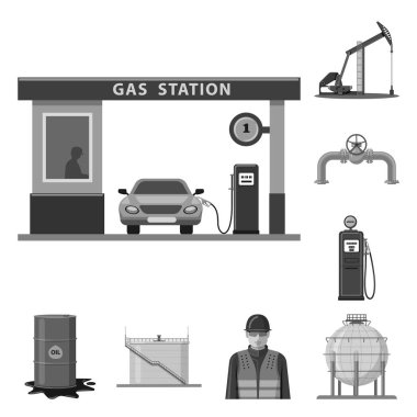 Petrol ve gaz logo vektör tasarımı. Petrol ve benzin hisse senedi vektör çizim topluluğu.