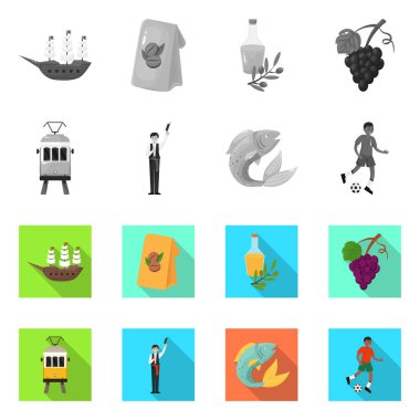 Vektör Illustration ve tarihi sembolü. Stok ve ülke vektör simgesi koleksiyonu.