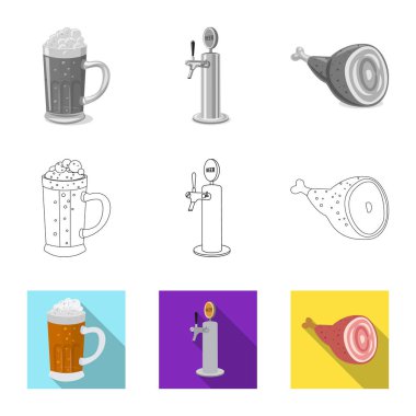 Bar ve pub simge vektör Illustration. Pub ve hisse senedi için iç vektör ikon koleksiyonu.