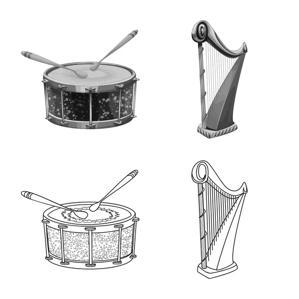 Geïsoleerde object van muziek en melodie symbool. Set muziek en instrument aandelensymbool voor web. — Stockvector