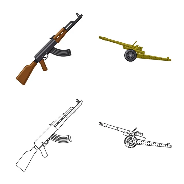 Objeto aislado de arma y símbolo de arma. Colección de armas y ejército símbolo de stock para la web . — Vector de stock