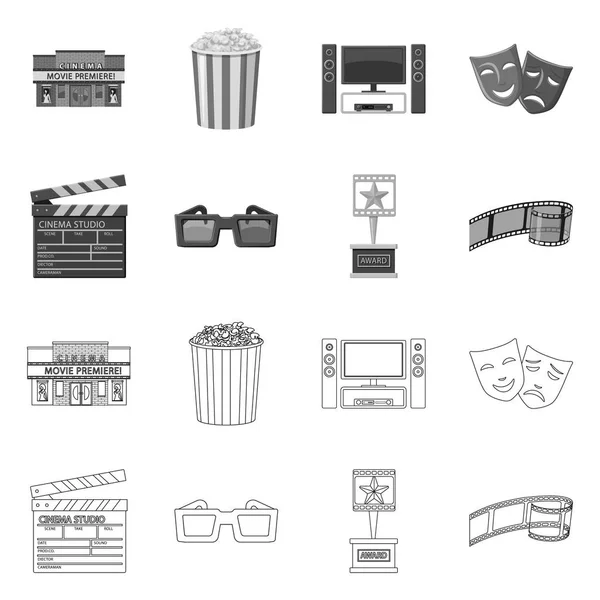 Vectorillustratie van televisie en het filmen van teken. Collectie van televisie en voorraad vectorillustratie weergeven. — Stockvector