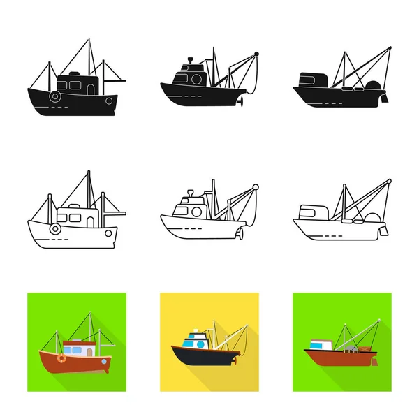 Vector illustratie van transport en industrieel teken. Collectie van transport en Yacht vector icoon voor de voorraad. — Stockvector