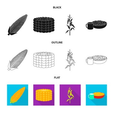 Mısır tarlası ve sebze işareti yalıtılmış nesne. Mısır tarlası ve vejetaryen hisse senedi simgesi için web topluluğu.