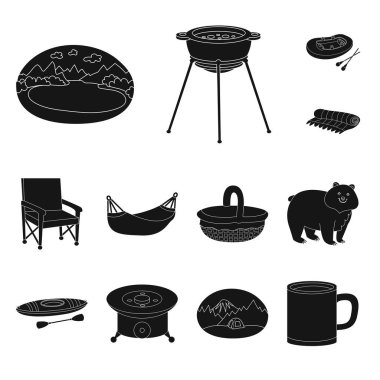 Barbekü ve dinlenme simgesinin vektör Illustration. Stok için Barbekü ve doğa vektör simgesi koleksiyonu.