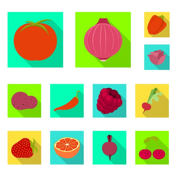 Conception vectorielle de symbole frais et rouge. Ensemble d'icônes vectorielles fraîches et biologiques pour stock . — Image vectorielle