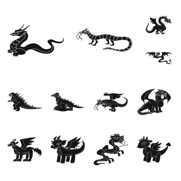 Векторный дизайн динозавра и исторический знак. Набор векторных икон динозавров и животных для инвентаря . — стоковый вектор