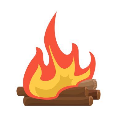 Şenlik ateşi ve yanma simgesinin vektör Illustration. Şenlik ateşi ve gece stok vektör çizim seti.