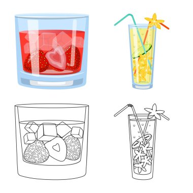 İçki ve restoran simgesinin vektör Illustration. Web için içki ve bileşen stok sembolü seti.