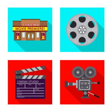 Televizyon ve işareti filme yalıtılmış nesne. Televizyon ve hisse senedi vektör çizim ile ilgilenen koleksiyonu.