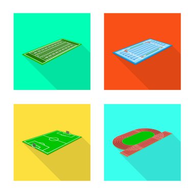 Oyun ve spor işareti vektör tasarımı. Web için oyun alanı ve sahne stok sembolü koleksiyonu.