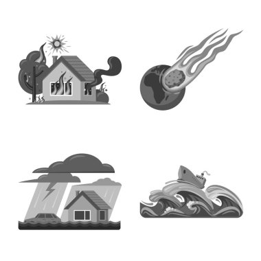 Doğal ve felaket simge vektör Illustration. Doğal topluluğu ve hisse senedi için risk vektör simgesi.