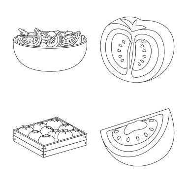TOMAT ve diyet sembolü izole nesne. Web için TOMAT ve tarım stok sembolü koleksiyonu.