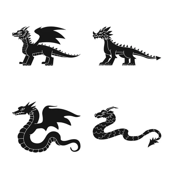 Векторный дизайн динозавра и исторический символ. Набор векторных иллюстраций динозавров и животных . — стоковый вектор