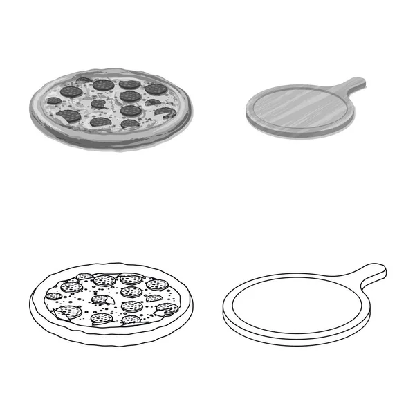 Ilustração vetorial de pizza e sinal de comida. Coleção de pizza e itália ilustração vetor estoque . —  Vetores de Stock