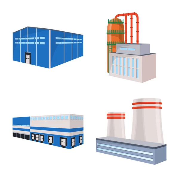 工厂和工业标志的矢量设计。用于库存的工厂和工业矢量图标集. — 图库矢量图片