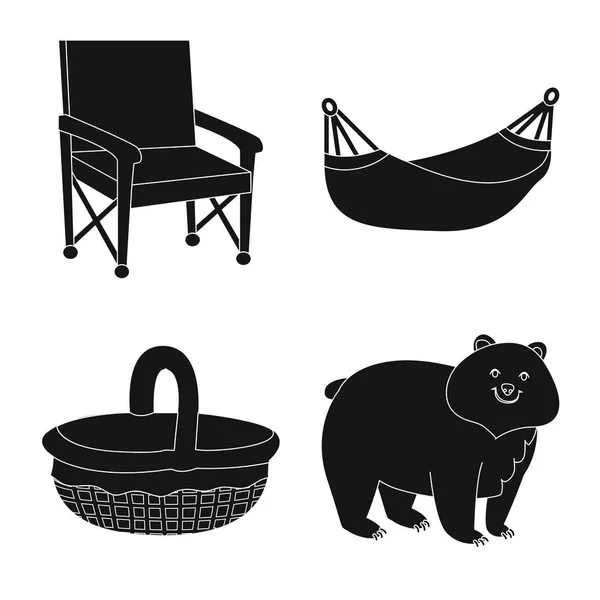 Vektor design av barbeque och rest-logotyp. Samling av barbeque och natur Lager vektor illustration. — Stock vektor