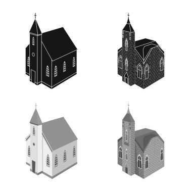 Tapınak ve tarihi sembolü vektör Illustration. Tapınak ve inanç stok vektör çizim seti.