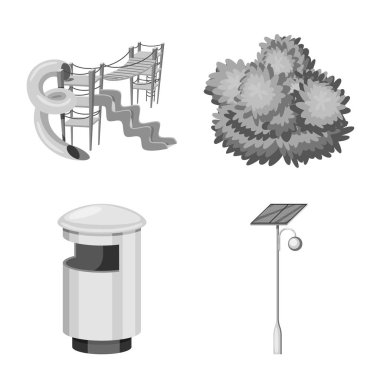 Park ve şehir logosu vektör Illustration. Web için Park ve sokak stok sembolü kümesi.