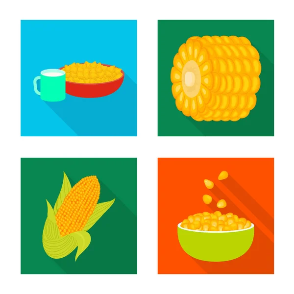 Ilustración vectorial de maizal y símbolo vegetal. Conjunto de maizal y vector vegetariano icono para stock . — Vector de stock