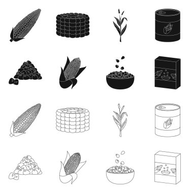 Mısır tarlası ve sebze simge vektör Illustration. Mısır tarlası ve vejetaryen hisse senedi simgesi web için kümesi.