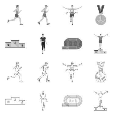 Spor ve kazanan logo vektör Illustration. Spor ve fitness vektör simgesini hissenin topluluğu.