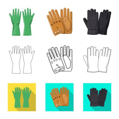 Eldiven ve kış simgesi yalıtılmış nesne. Web için eldiven ve ekipman hisse senedi simgesi kümesi.