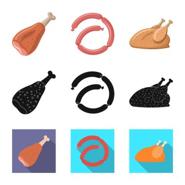 Et ve jambon simge vektör Illustration. Et ve hisse senedi simgesi web için pişirme.