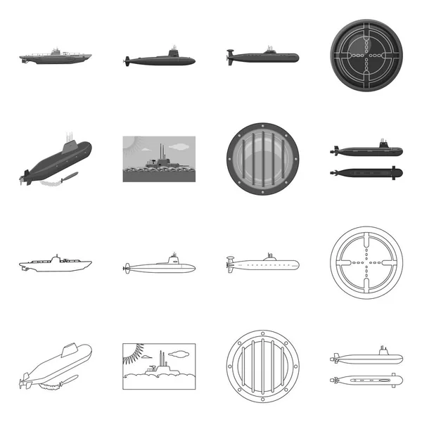 Projeto vetorial de guerra e símbolo de navio. Coleção de guerra e ilustração vetorial de estoque de frota . — Vetor de Stock