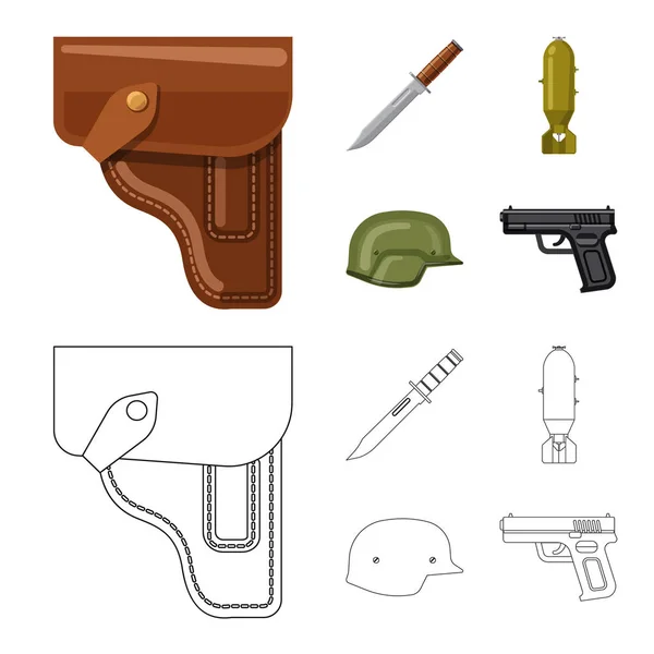 Objeto aislado de arma y signo de arma. Conjunto de armas y ejército icono de vector para la acción . — Vector de stock