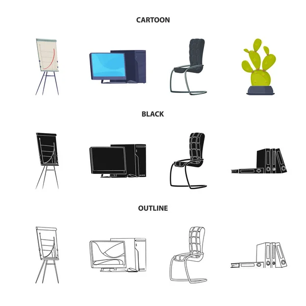 Vektor design av möbler och arbete symbol. Uppsättning av möbler och hem aktiesymbol för webben. — Stock vektor
