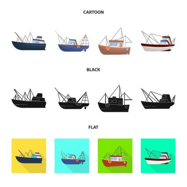 Taşıma ve endüstriyel logo izole nesne. Stok için taşıma ve yat vektör simgesi seti.