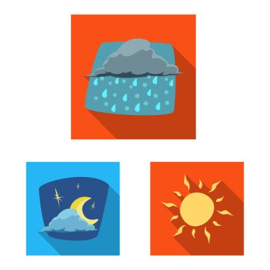 Hava ve İklim simge vektör Illustration. Web için hava ve bulut hisse senedi simgesi kümesi.