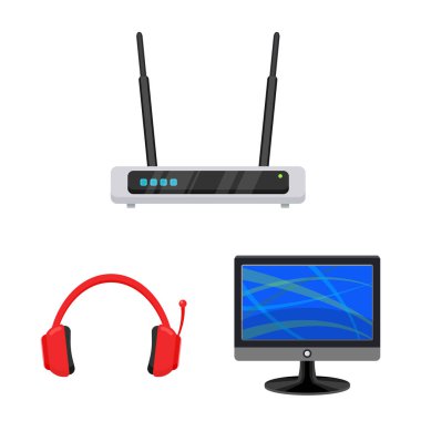 Dizüstü bilgisayar ve aygıt simgesi yalıtılmış nesne. Hisse senedi için dizüstü bilgisayar ve sunucu vektör simge topluluğu.