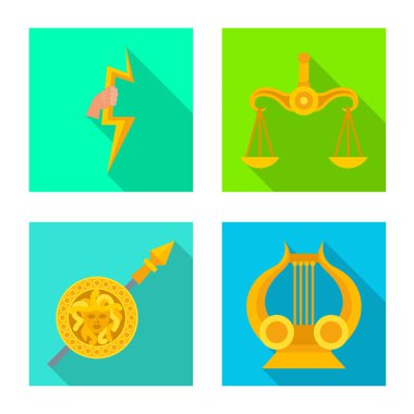 Tanrı ve antika logosu izole nesne. Web için Tanrı ve mitler stok sembolü koleksiyonu.
